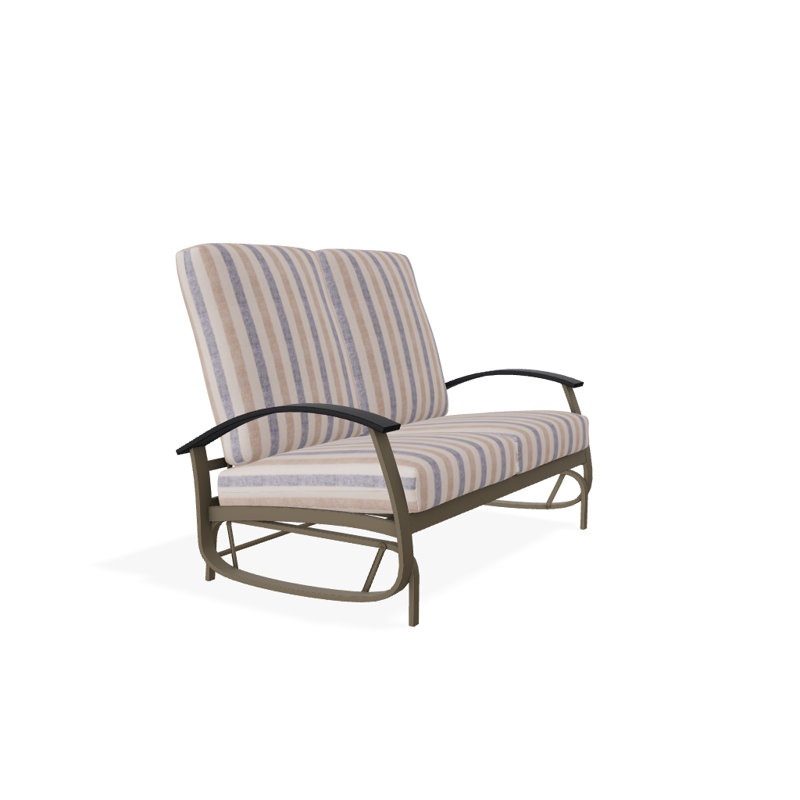 Banc oscillant avec coussins Askar, Toile granit Sunbrella®, Blanc P50, Bois de plage texturé