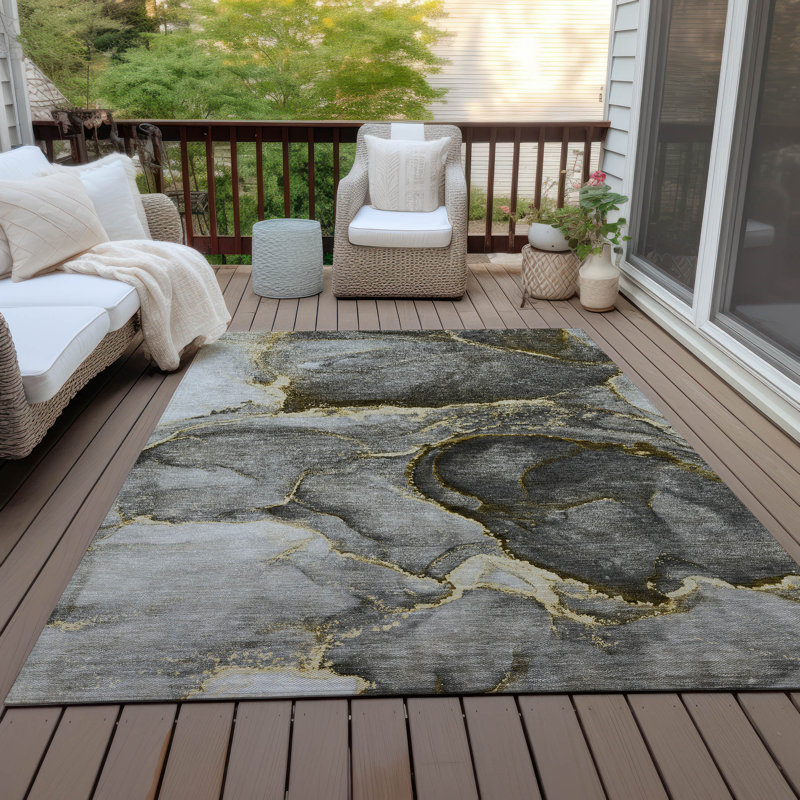 Alfonzo Washable Abstract Indoor / Outdoor Rug, Rectangle 9' x 12'