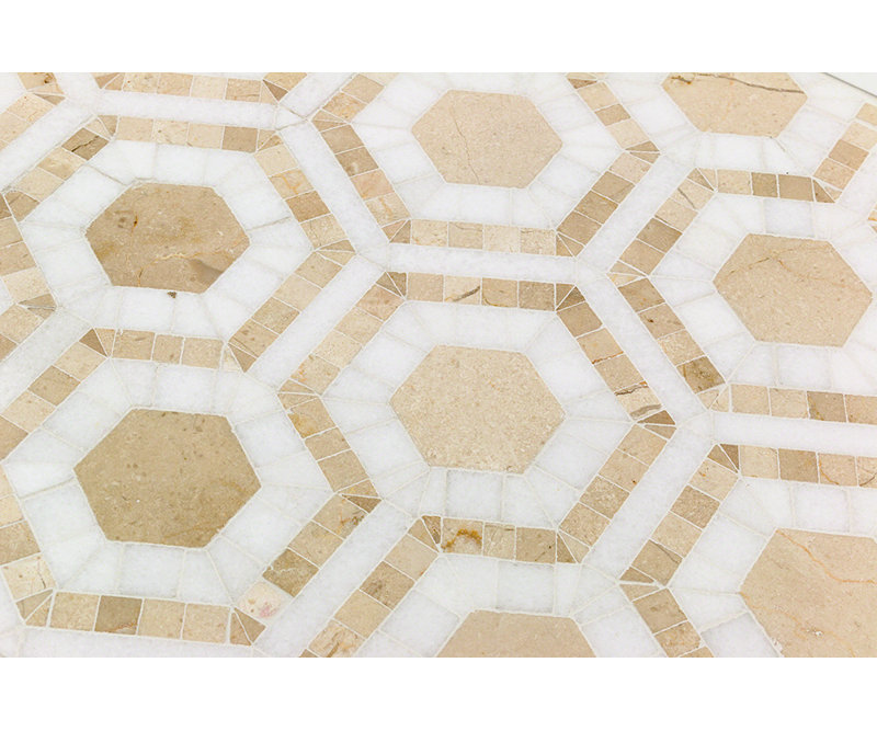 Kosmos Marble Random Mosaic Wall & Floor Tile, Crema/Thassos