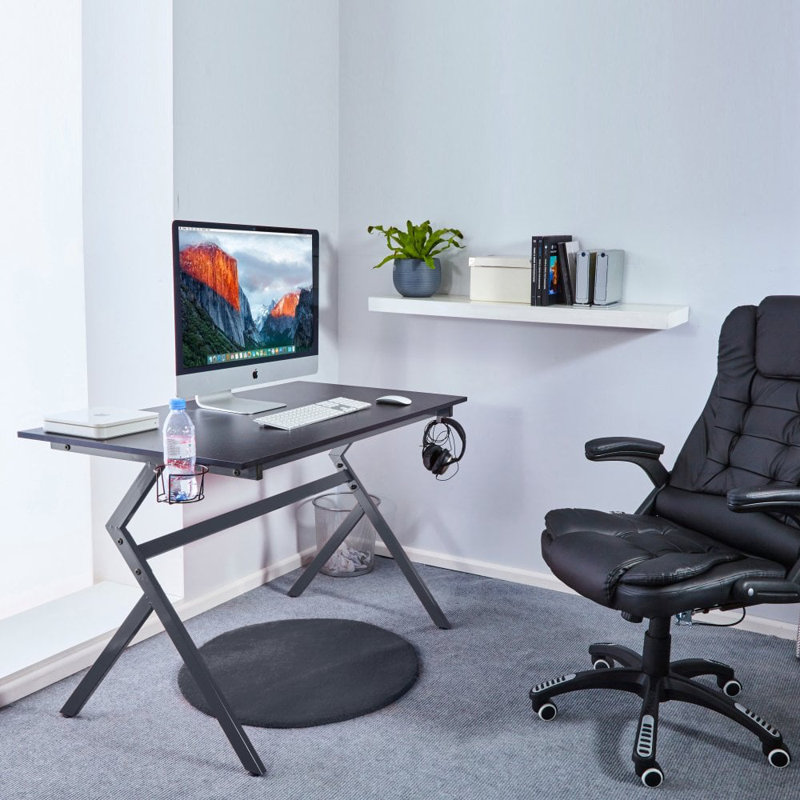 Metal Base Computer Desk, Black