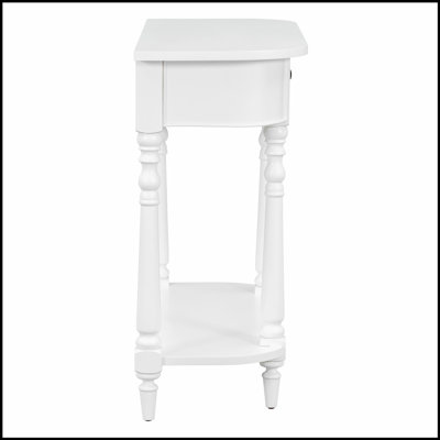 Console étroite avec coin incurvé, table de hall d'entrée rétro avec tiroir supérieur et tablette ouverte pour le couloir et le salon