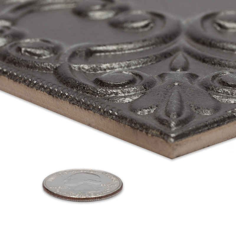Victorian Tin 17-3/8 in. x 17-3/8 in. Porcelain Wall Tile, Black