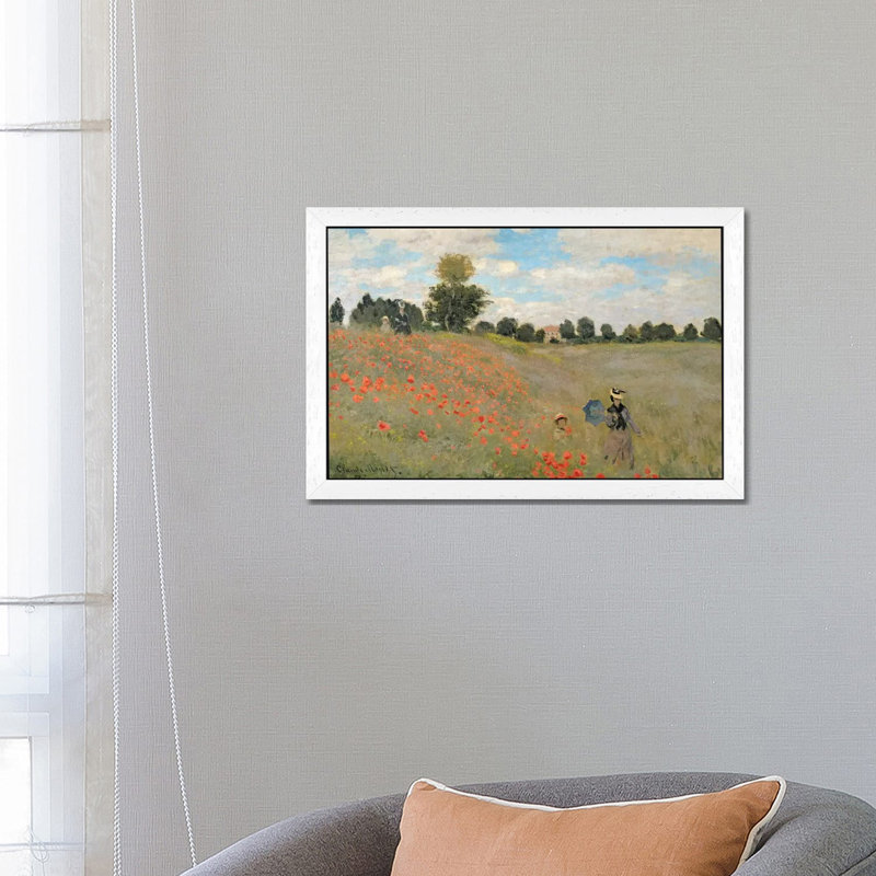 Claude Monet - Print on Canvas, 101.6 cm H x 66.04 cm W, White Floater Framed