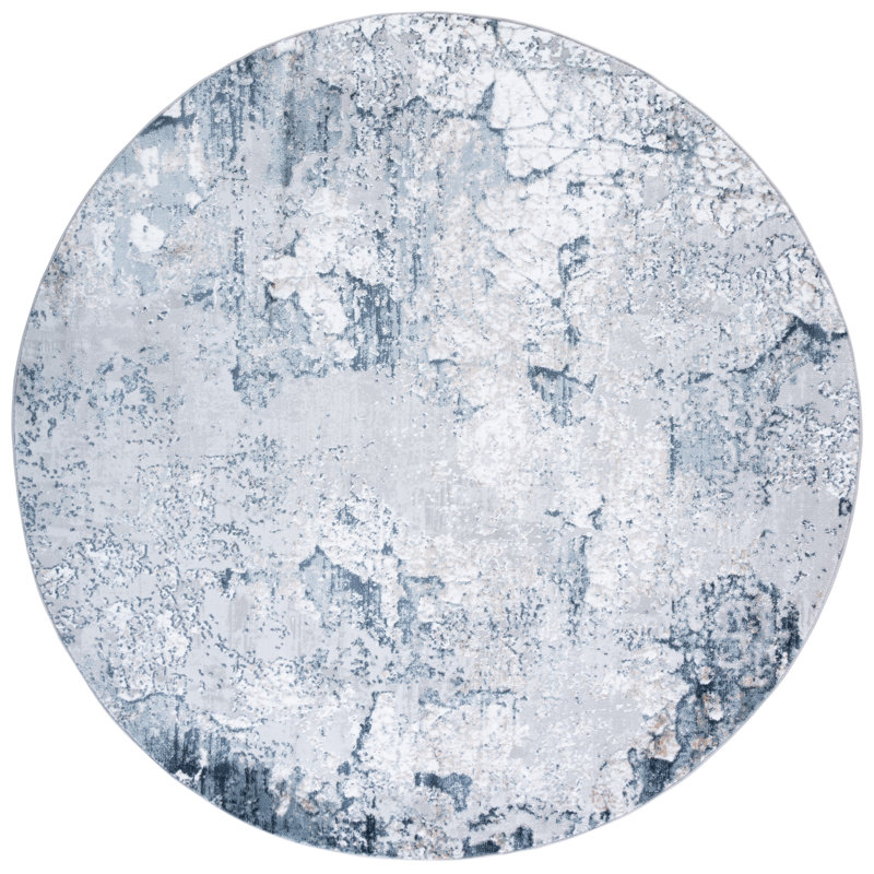 Plassie Performance Abstract Rug, Round 6'7"