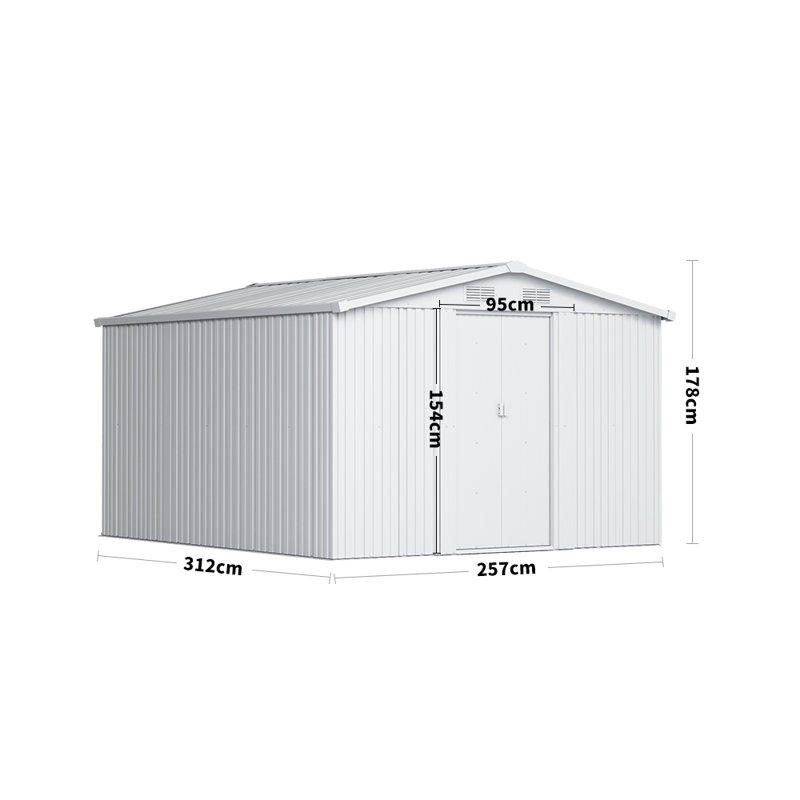 Ajay 8ft. W x 10ft. D Metal Apex Tool Shed, Dark Green