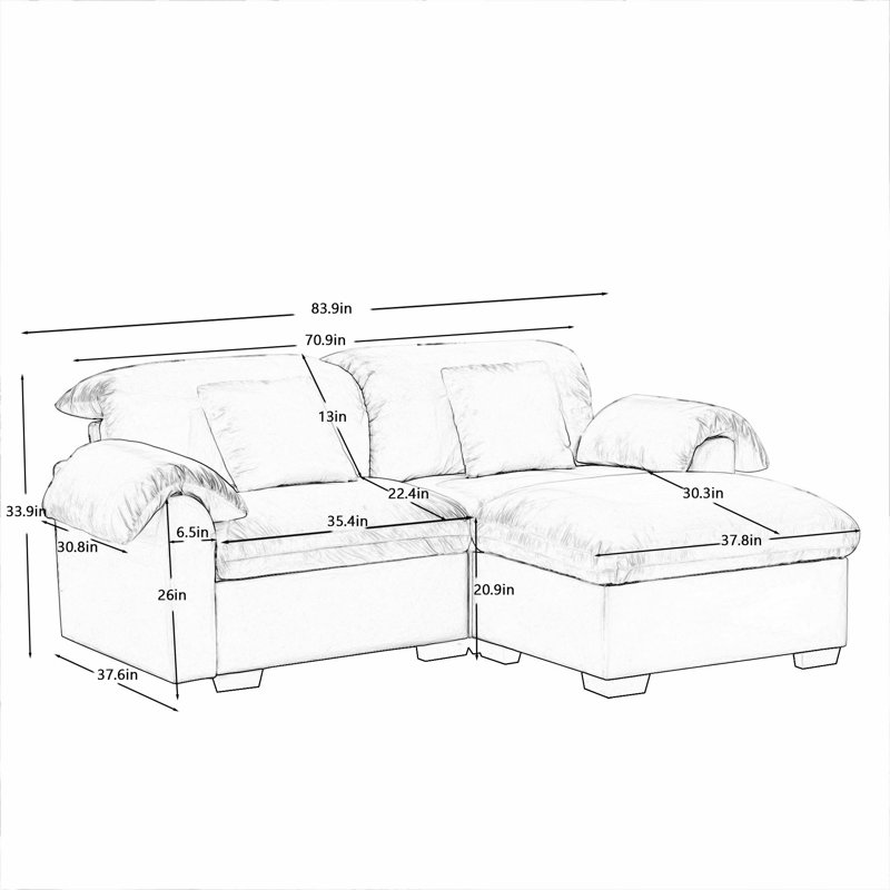 Modular Sectional Sofa with Storage Reversible Ottoman, Tan