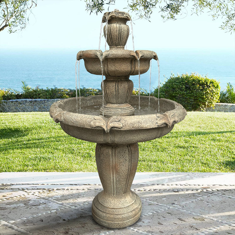 Fontaine de relaxation en béton à 3 niveaux 48 pouces