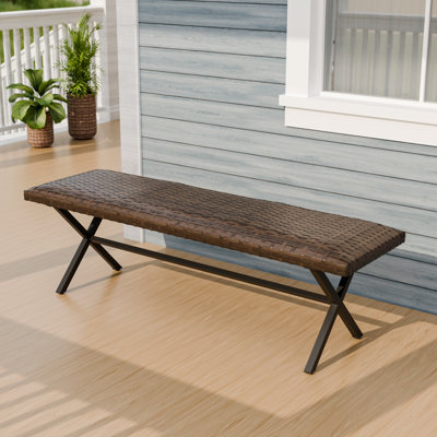 2-Seat PE Wicker Bench for Outdoor & Indoor