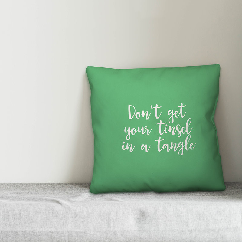  «Don't Get Your Tinsel in a Tangle», Vert clair, Coussin décoratif