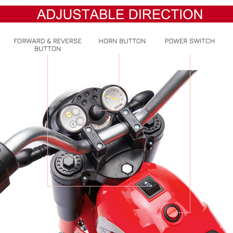 Red 6-Volt Kids Electric Ride-On Motorcycle