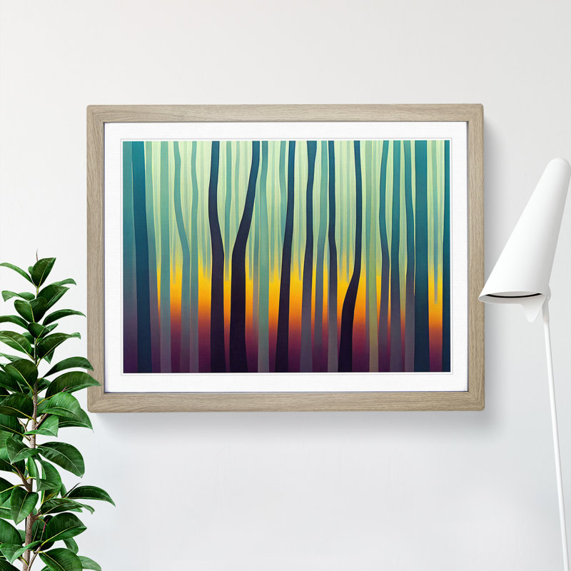 Mind Blowing Abstract Forest - Single Picture Frame Painting, 46cm H x 64cm W x 2cm D, Oak