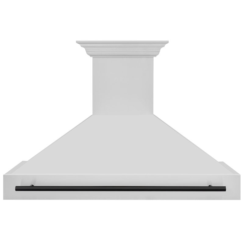 ZLINE 48" Autograph Edition Stainless Steel Range Hood with Stainless Steel Shell and Accent Handle, Matte Black