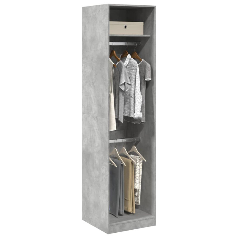 Artressia Manufactured Wood Wardrobe, Concrete Grey, 50 x 50 x 200 cm