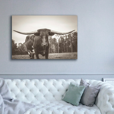 "Epic Graffiti" Longhorn Pastures Sepia "par Nathan Larson, art mural sur toile