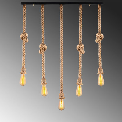 5 - Light Brown/Black Kitchen Island Pendant