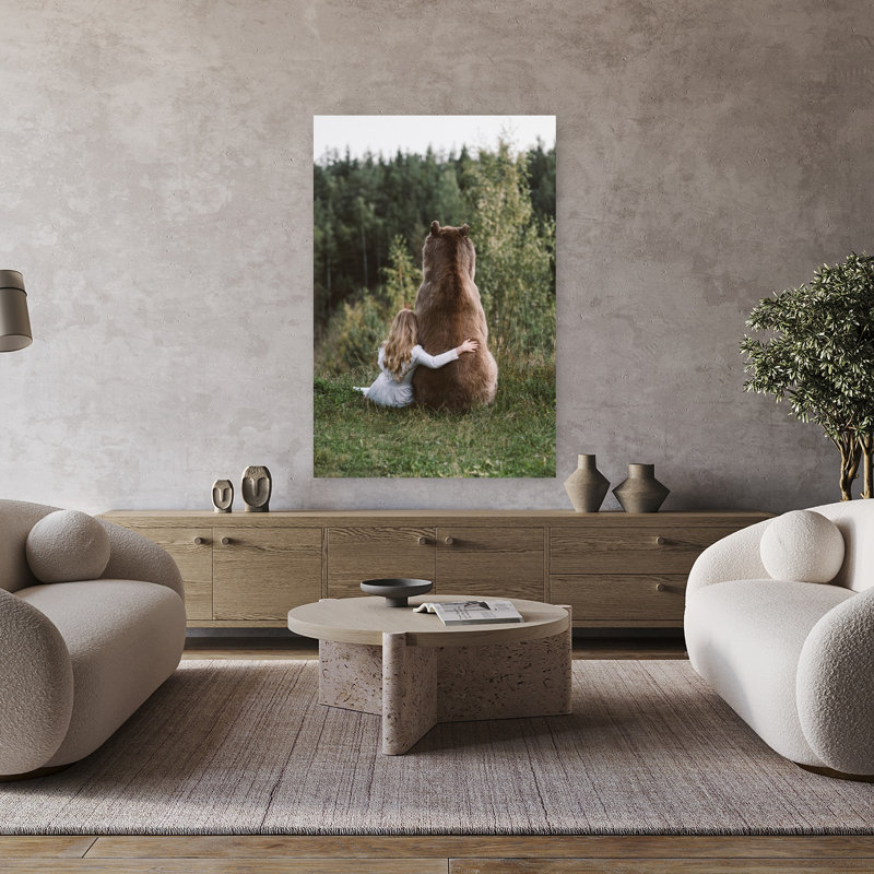 Art contemporain, paysage d'ours abstrait romantique, H 48 po x l 32 po