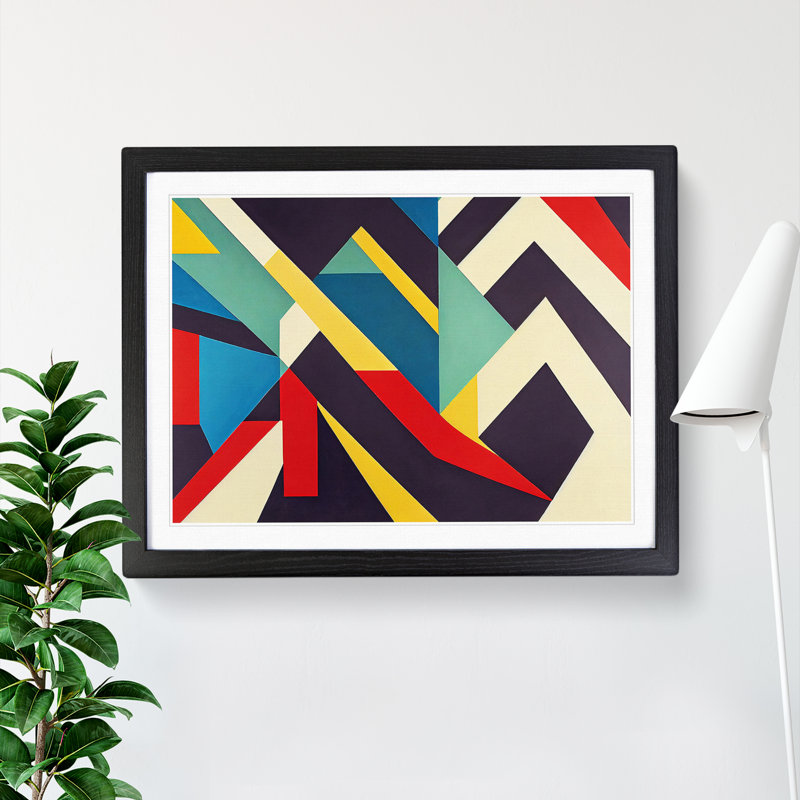 XH1022-9716X Vivid Modern Abstract Art - Single Picture Frame Print, 46cm H x 64cm W, Black