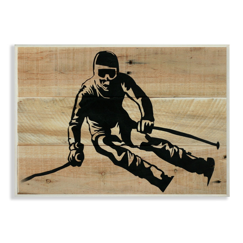«Skier Decal» de Yara, impression, H 10 po x l 15 po x P 0,5 po, Plaque de bois
