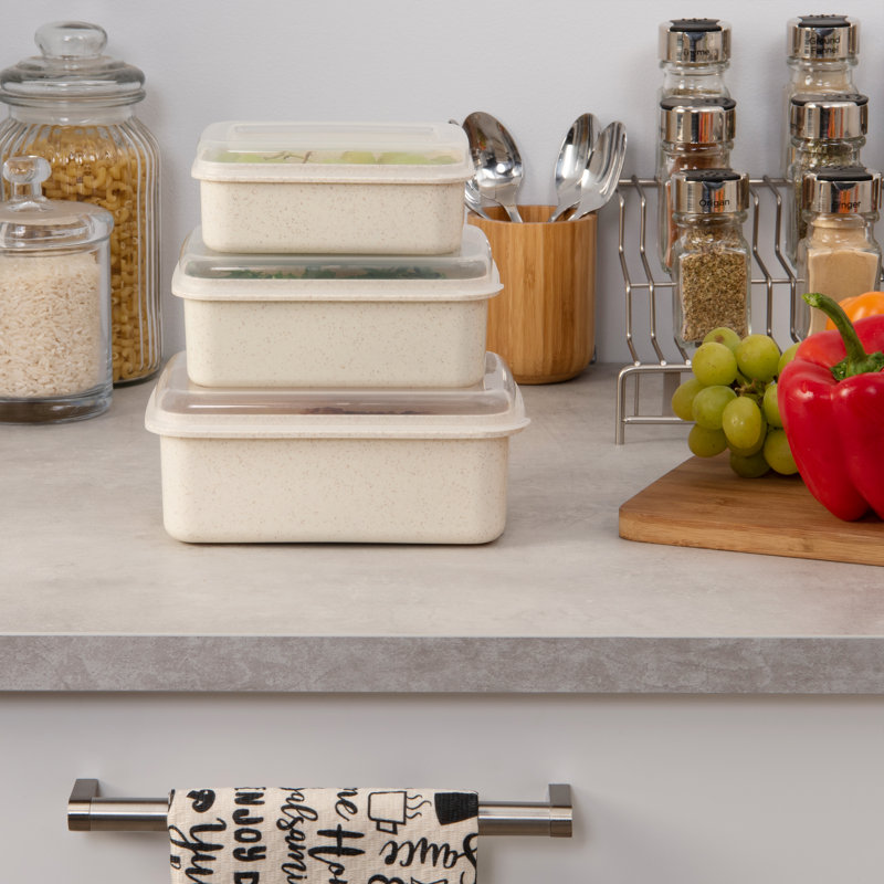 Eco-Friendly Beige Plastic Food Storage Container Set