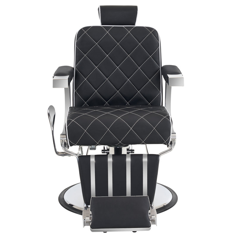 Mahelet Classic Barber Chair, Black Faux Leather