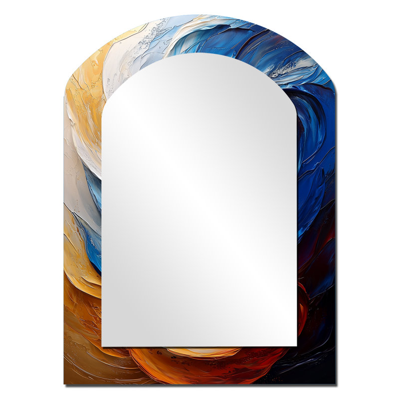 Miroir mural moderne Modern Abstracy Waves Golden Harmony I, 34 po x 25 po