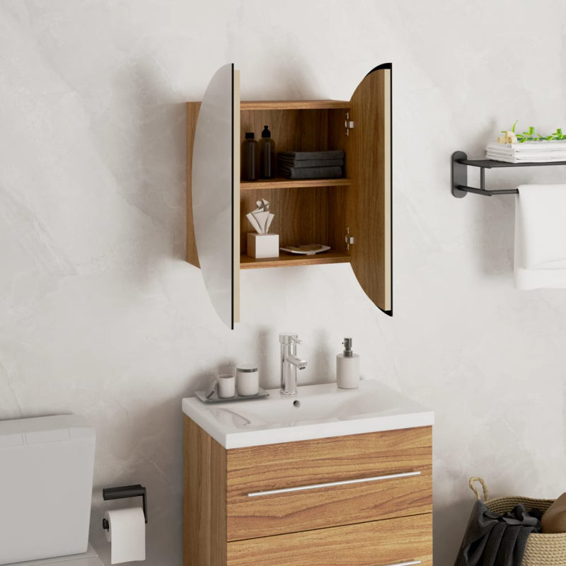 Adebisi Bathroom Cabinet, Oak, 60cm H x 40cm W x 17.5 cm D