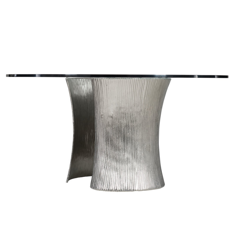 Serpentine Round Glass Dining Table, 60" W x 60" L