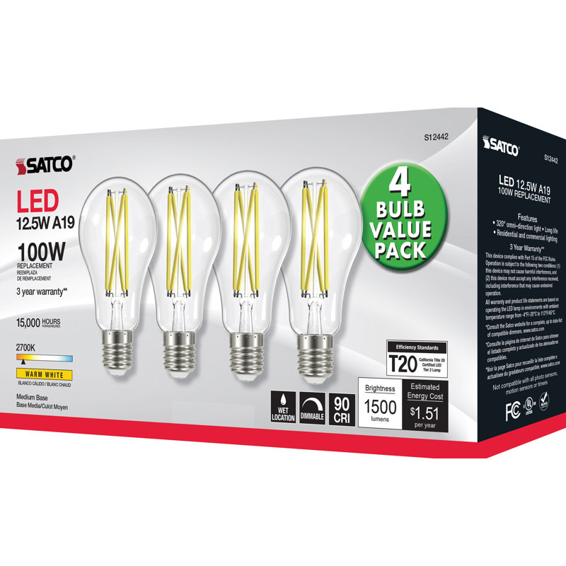12.5 Watt Clear LED Bulb, 2700K