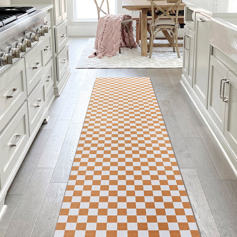 Aparicio Modern Cottage Checkerboard Washable Gold/Cream Rug