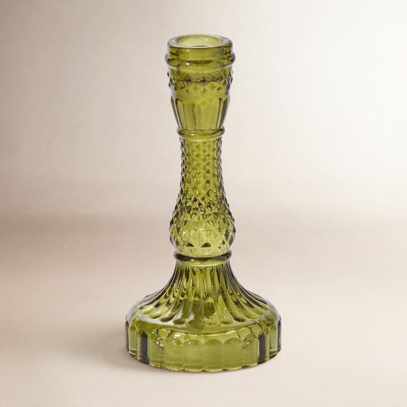 Bougeoir de table en verre Eliana Samira, Vert