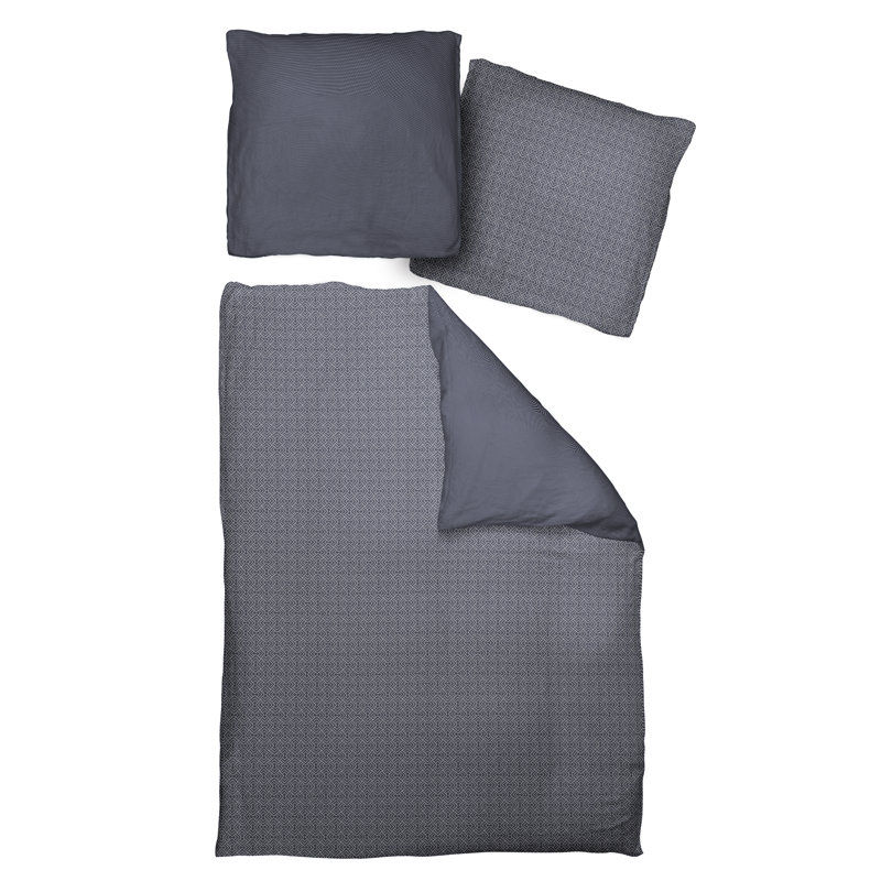 Salguero Geometric Shapes Duvet Cover Set with Pillowcases, 155 x 200cm Duvet Cover + 1 Pillowcase (80 x 80), Dark blue