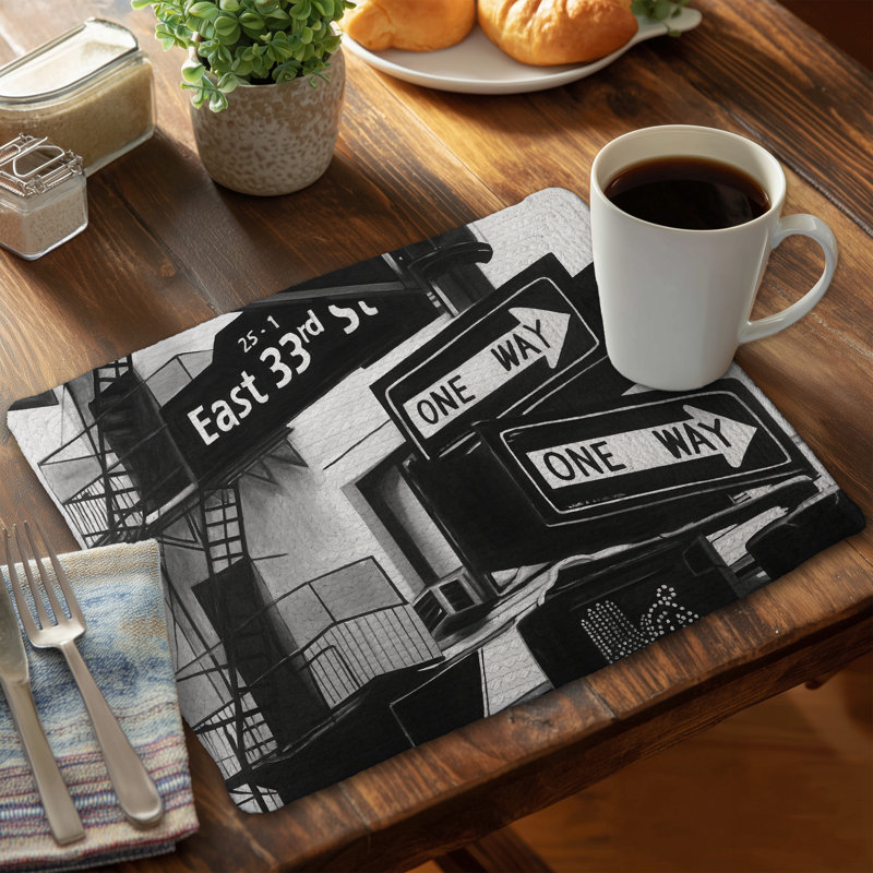 Ensemble de napperons en polyester tressé | NYC Signs Home Decor