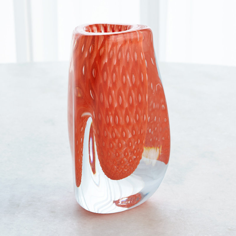 Vase triangulaire orange à bulles