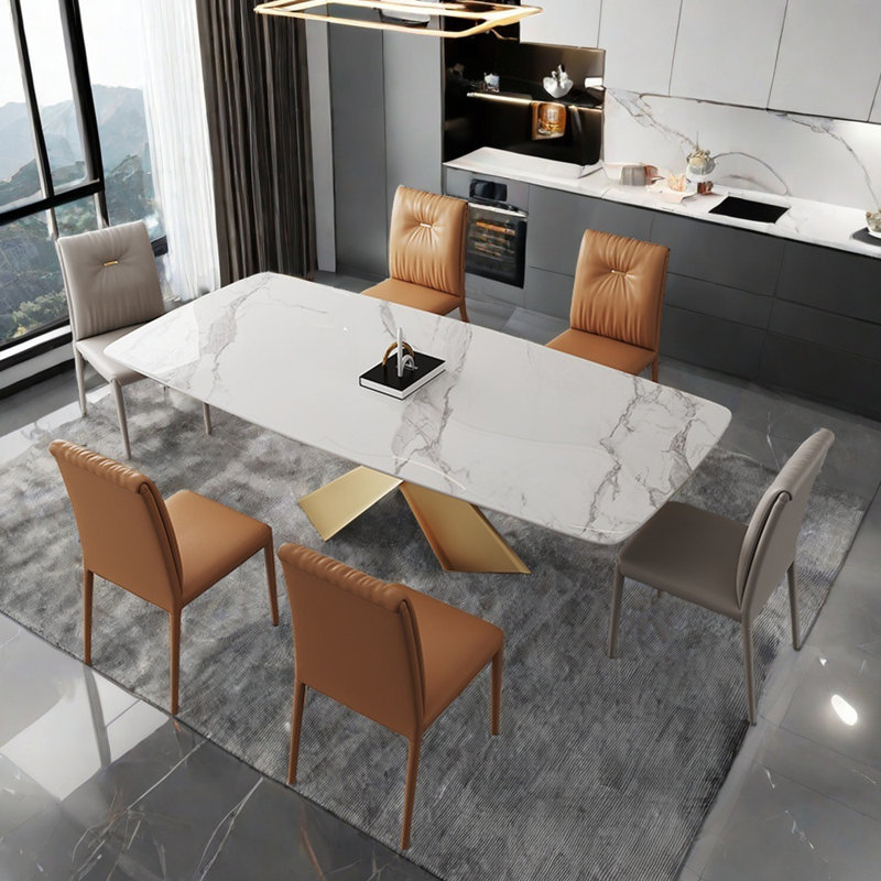 Italian style luxury rectangular dining table sets, 29.5"H x 63."L x 35.4"W