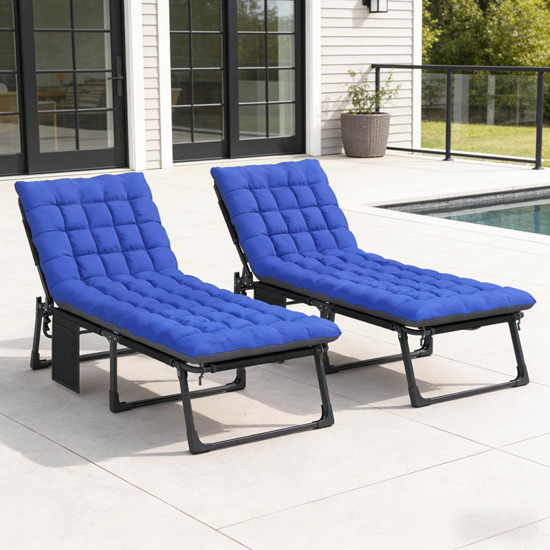 Cozy Recliner Chair,Outdoor Lounge Chair, Blue, 2