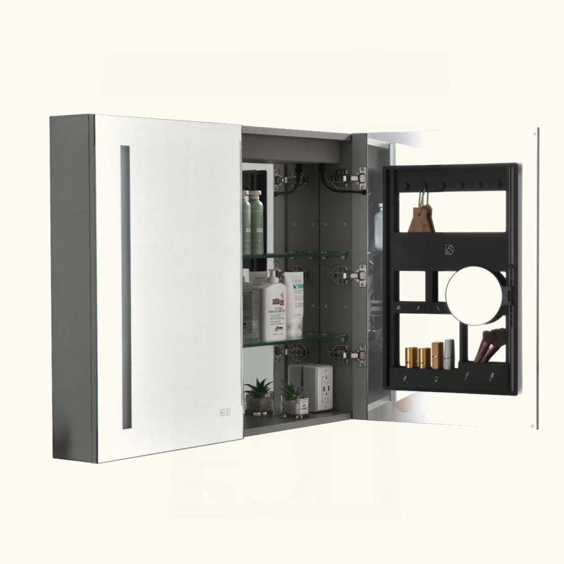 Armoire à pharmacie lumineuse à DEL avec miroir, douilles, à intensité variable