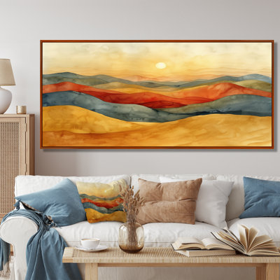 Orange, jaune, montagne abstraite, paysages, montagnes, art mural