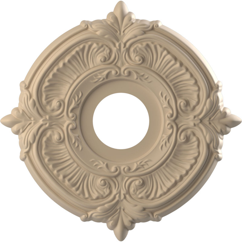 Attica Thermoformed PVC Ceiling Medallion, 13" H x 13" W x 0.75" D, UltraCover Satin Smokey Beige
