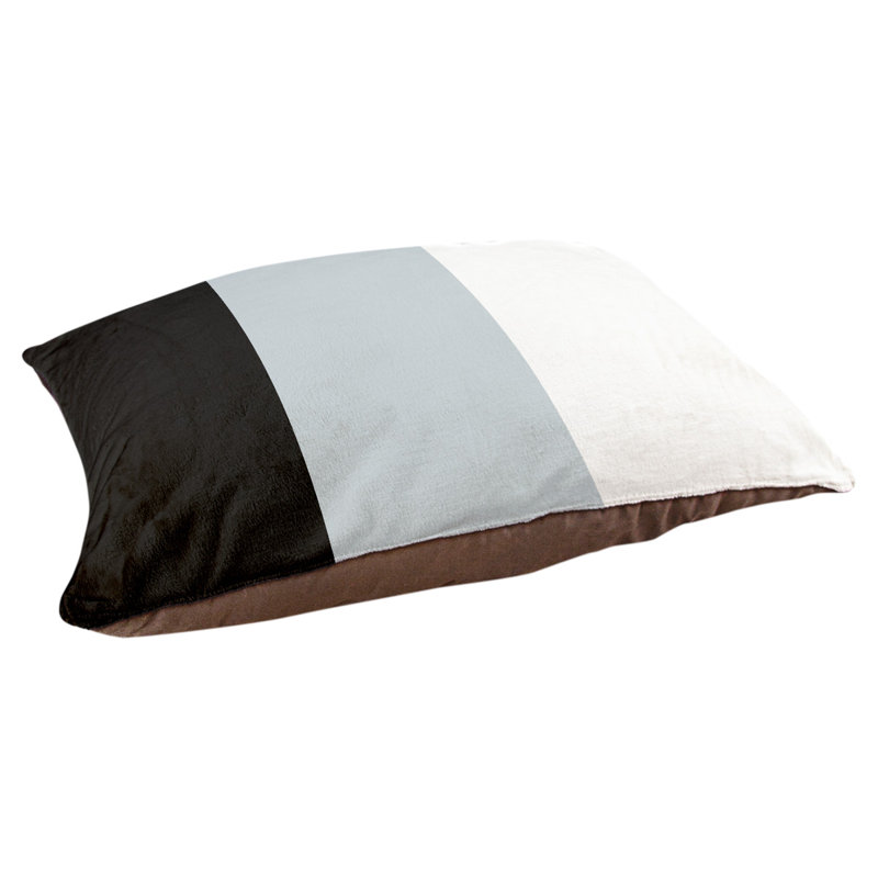 Coussin rectangulaire designer New York Bronx, Moyen (L 30 po x l 40 po), Noir / argent / blanc