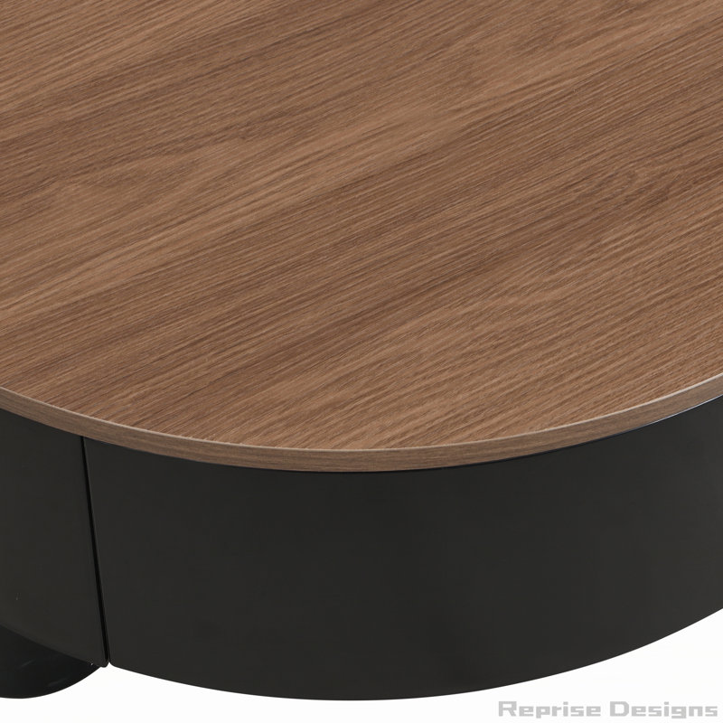 Ensemble de deux tables basses gigognes rondes, Plateau noir / structure noire