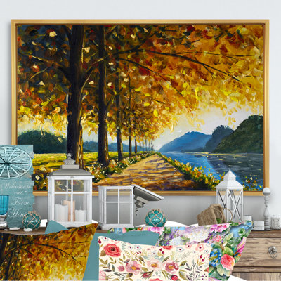 «Sunny Autumn Forest River», reproduction sur toile flottante