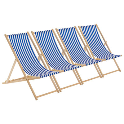 Harbour Housewares - Traditional Wooden Deck Chairs - Set of 4