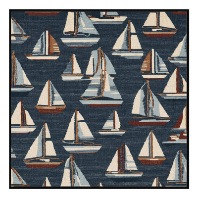 Washable Yachts Nautical Area Rug
