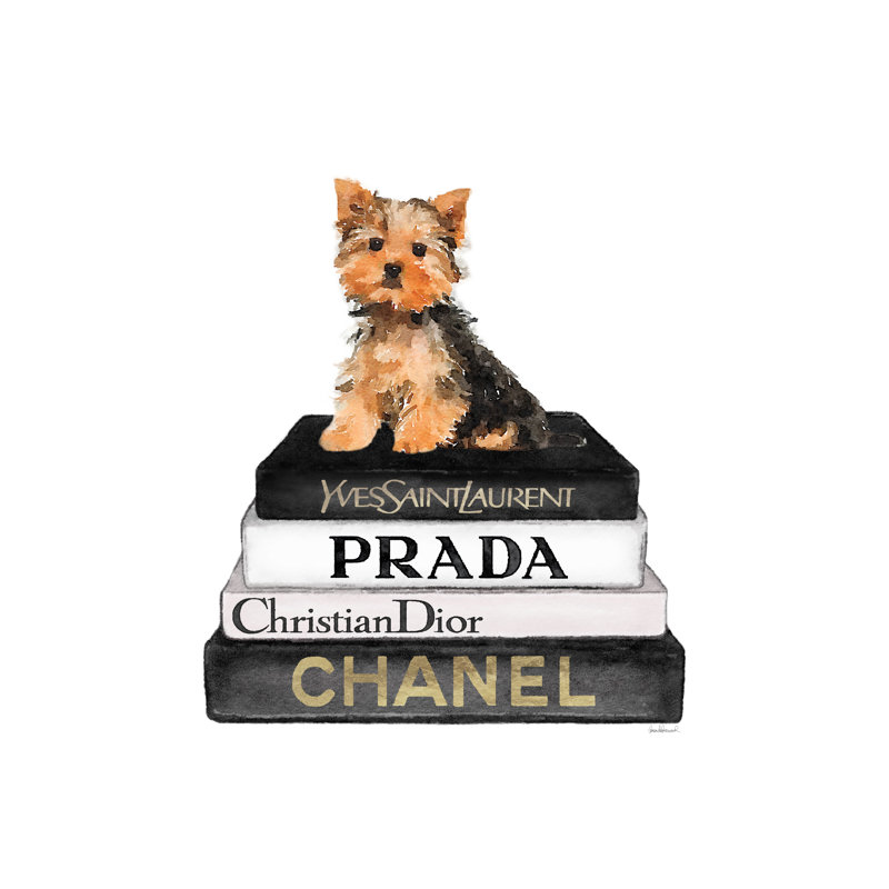 Bookstack Yorkie II by Amanda Greenwood - Wrapped Canvas Art Prints, 76cm H x 51cm W 