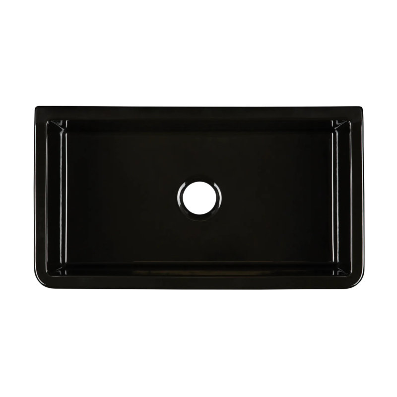 33" Grigham Fireclay Farmhouse Sink, Black
