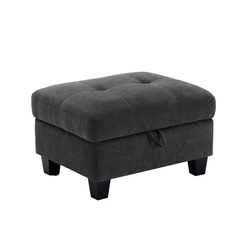 31" Wide Tufted Rectangle Standard Ottoman, Dark Gray