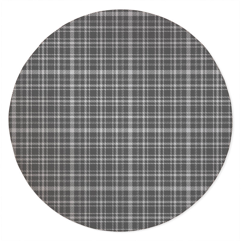 Rocky Tartan Non-Slip Outdoor Rug, Round 5'