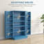 Armoire de rangement pour garde-manger de 41 po, armoire de cuisine autoportante avec 12 portes, portes doubles, tablettes à 5 niveaux et tablettes réglables, bleu-1118092079