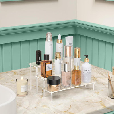 Acrylic Display Risers, 3 Tier Perfume Organizer Stand, Clear Cupcake Stand Holder, Large Shelf Risers For Figures, Dessert Shelves For Party, Riser Stand For Decoration And Organizer