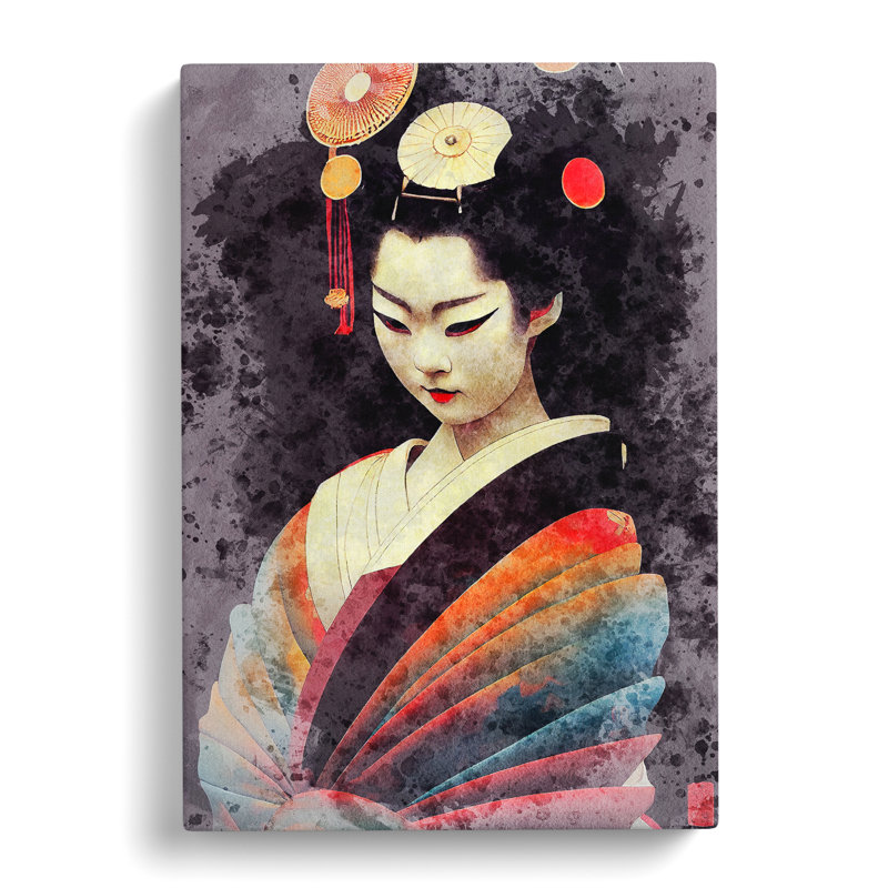Geisha Watercolour No.1 - Wrapped Canvas, 50cm H x 35cm W x 3cm D